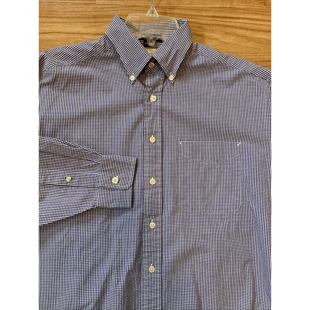 Tommy Hilfiger Men’s M Blue White Check Business Casual 100% Cotton 15.5/33